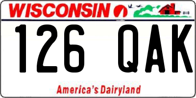 WI license plate 126QAK