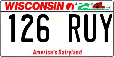 WI license plate 126RUY