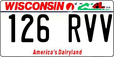 WI license plate 126RVV