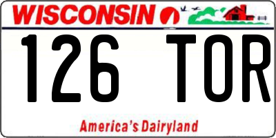 WI license plate 126TOR