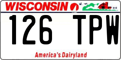 WI license plate 126TPW