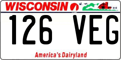 WI license plate 126VEG