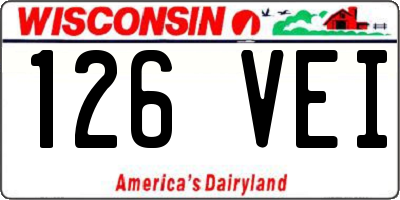 WI license plate 126VEI
