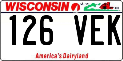 WI license plate 126VEK