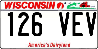 WI license plate 126VEV