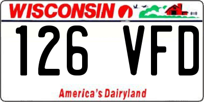 WI license plate 126VFD