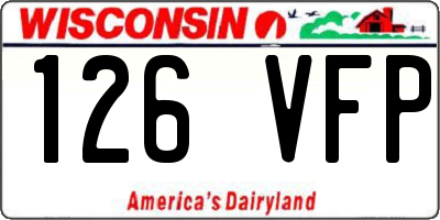 WI license plate 126VFP