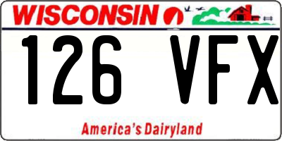 WI license plate 126VFX