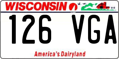 WI license plate 126VGA