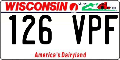 WI license plate 126VPF