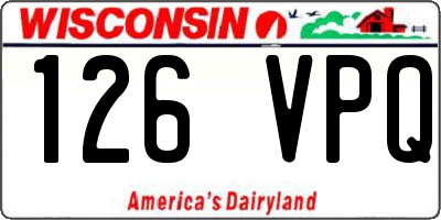 WI license plate 126VPQ