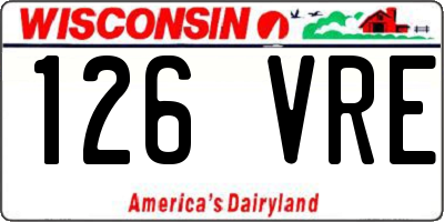 WI license plate 126VRE
