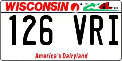 WI license plate 126VRI