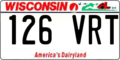 WI license plate 126VRT
