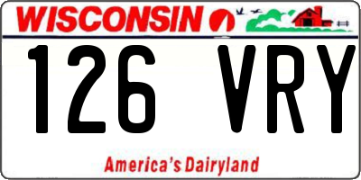 WI license plate 126VRY