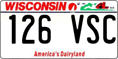 WI license plate 126VSC