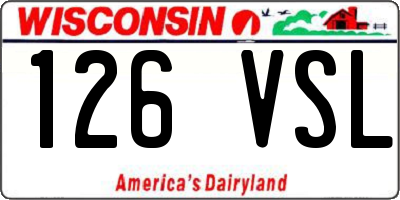 WI license plate 126VSL