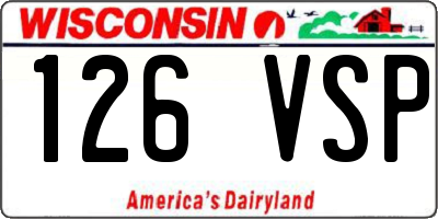 WI license plate 126VSP