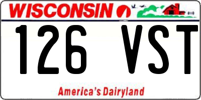 WI license plate 126VST