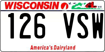 WI license plate 126VSW