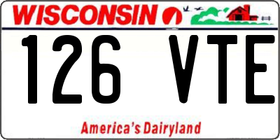WI license plate 126VTE