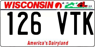 WI license plate 126VTK