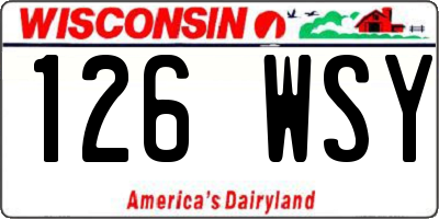 WI license plate 126WSY
