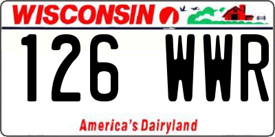 WI license plate 126WWR