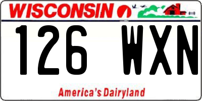 WI license plate 126WXN
