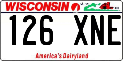 WI license plate 126XNE