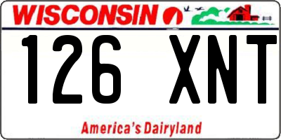 WI license plate 126XNT