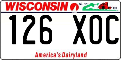 WI license plate 126XOC