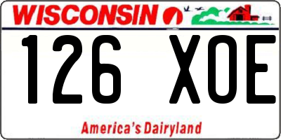 WI license plate 126XOE