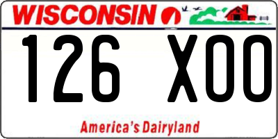 WI license plate 126XOO