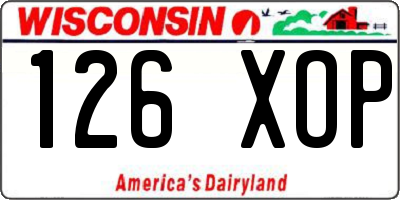 WI license plate 126XOP