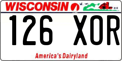 WI license plate 126XOR
