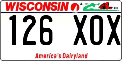 WI license plate 126XOX