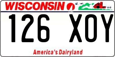 WI license plate 126XOY