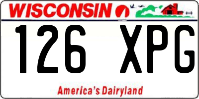 WI license plate 126XPG