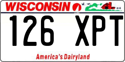 WI license plate 126XPT