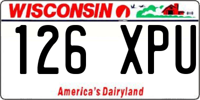 WI license plate 126XPU