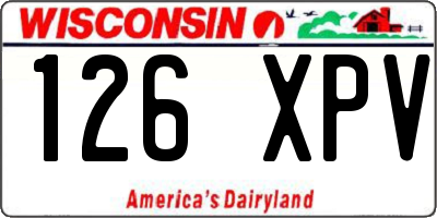 WI license plate 126XPV