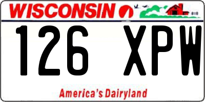 WI license plate 126XPW