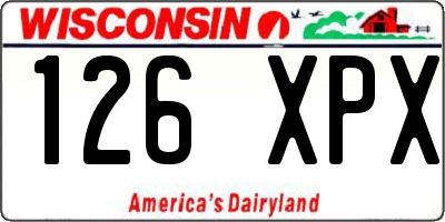 WI license plate 126XPX
