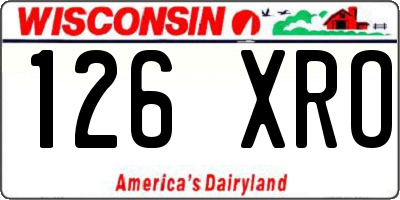 WI license plate 126XRO