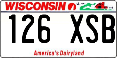 WI license plate 126XSB