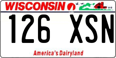 WI license plate 126XSN