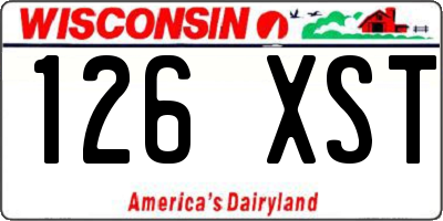 WI license plate 126XST