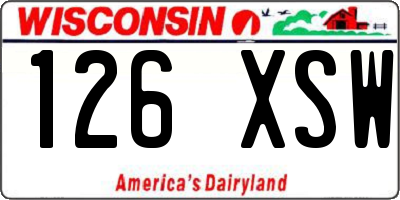 WI license plate 126XSW