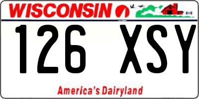 WI license plate 126XSY